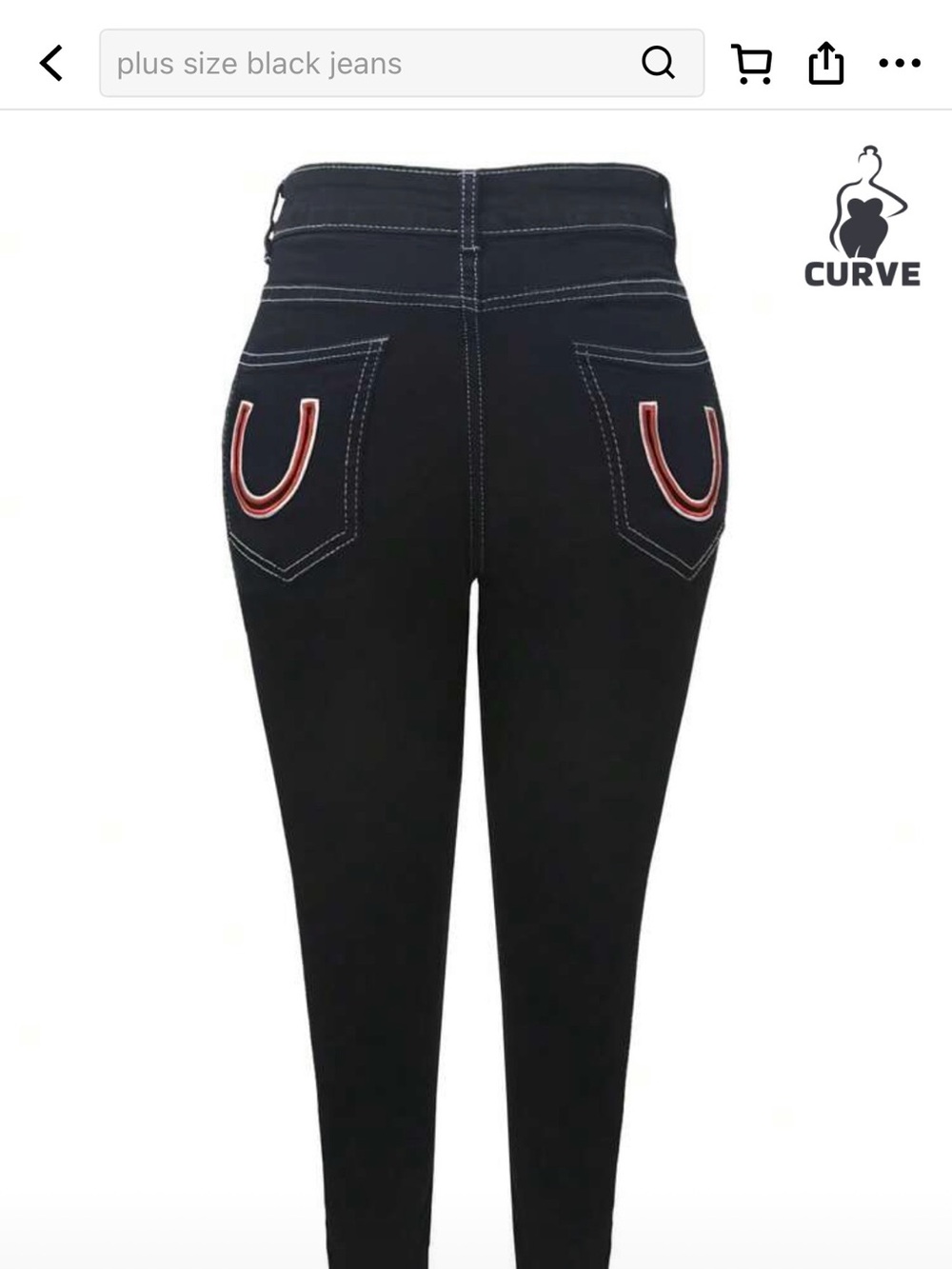 SHEIN Black High-Rise Curve Jeans with Contrast Pocket Trim